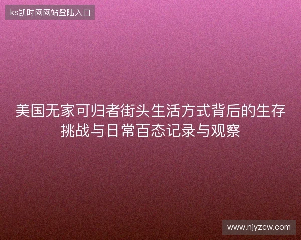 美国无家可归者街头生活方式背后的生存挑战与日常百态记录与观察